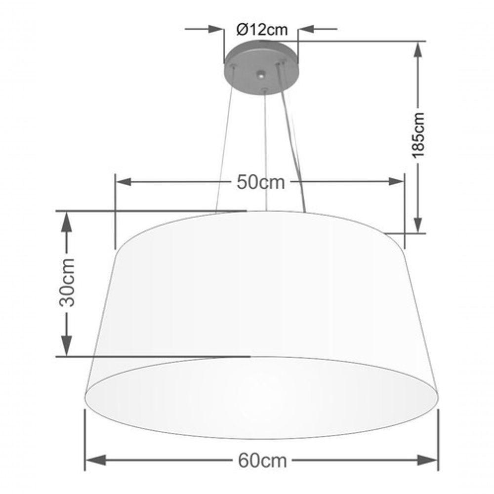 Lustre Pendente Cone Vivare Md-4063 Cúpula Em Tecido 30/60x50cm - Bivolt Branco 127/220v - 4