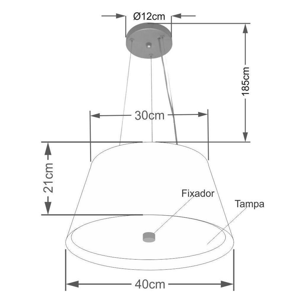 Lustre Pendente Cone Vivare Md-4119 Cúpula Em Tecido 21x40x30cm - Bivolt Rustico-bege-branco 127/220v - 2