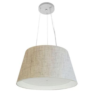 Lustre Pendente Cone Vivare Md-4119 Cúpula Em Tecido 21x40x30cm - Bivolt Rustico-bege-branco 127/220v