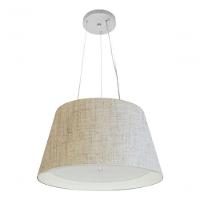 Lustre Pendente Cone Vivare Md-4119 Cúpula Em Tecido 21x40x30cm - Bivolt Rustico-bege-branco 127/220v - 3