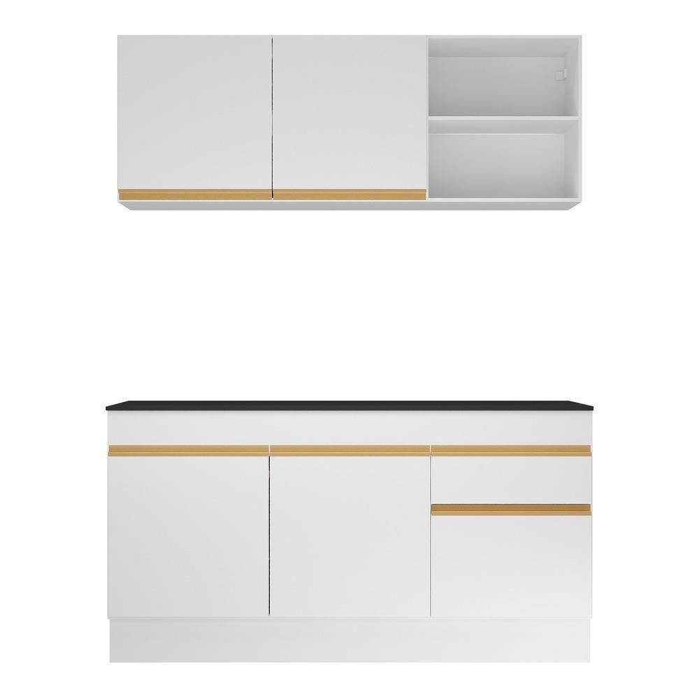 Cozinha Compacta Com Rodapé Veneza Multimóveis Mp2114 Com Armário E Balcão Branca - 3