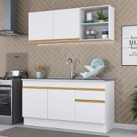 Cozinha Compacta Com Rodapé Veneza Multimóveis Mp2114 Com Armário E Balcão Branca - 1