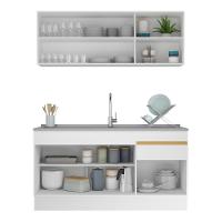 Cozinha Compacta Com Rodapé Veneza Multimóveis Mp2114 Com Armário E Balcão Branca