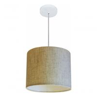 Lustre Pendente Cilíndrico Vivare Md-4143 Cúpula Em Tecido 35x25cm - Bivolt Rustico-bege 127/220v - 2