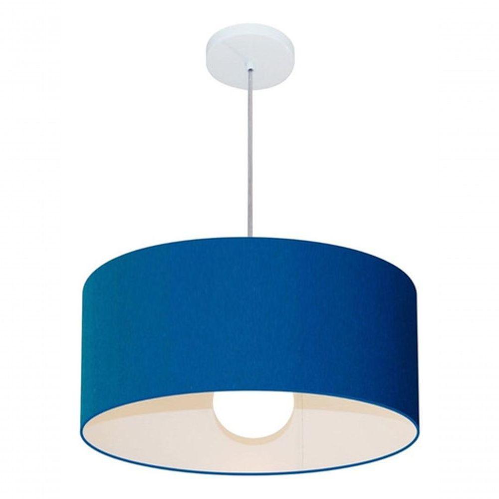 Lustre Pendente Cilíndrico Md-4052 Cúpula Em Tecido 50x21cm Azul Marinho - Bivolt - 4