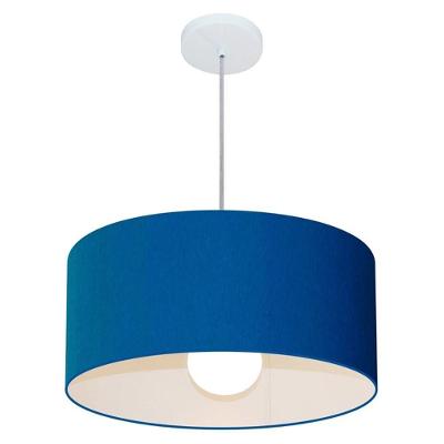 Lustre Pendente Cilíndrico Md-4052 Cúpula Em Tecido 50x21cm Azul Marinho - Bivolt