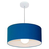 Lustre Pendente Cilíndrico Md-4052 Cúpula Em Tecido 50x21cm Azul Marinho - Bivolt - 1