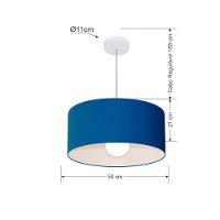 Lustre Pendente Cilíndrico Md-4052 Cúpula Em Tecido 50x21cm Azul Marinho - Bivolt - 2