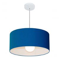 Lustre Pendente Cilíndrico Md-4052 Cúpula Em Tecido 50x21cm Azul Marinho - Bivolt
