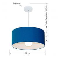 Lustre Pendente Cilíndrico Md-4052 Cúpula Em Tecido 50x21cm Azul Marinho - Bivolt - 5