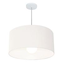 Lustre Pendente Cilíndrico Vivare Md-4207 Cúpula Em Tecido 55x25cm - Bivolt Branco 127/220v - 1