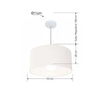 Lustre Pendente Cilíndrico Vivare Md-4207 Cúpula Em Tecido 55x25cm - Bivolt Branco 127/220v - 2