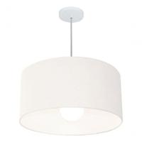 Lustre Pendente Cilíndrico Vivare Md-4207 Cúpula Em Tecido 55x25cm - Bivolt Branco 127/220v - 3
