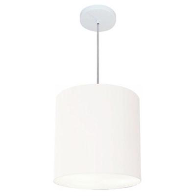 Lustre Pendente Cilíndrico Md-4036 Cúpula Em Tecido 30x31cm Branco - Bivolt