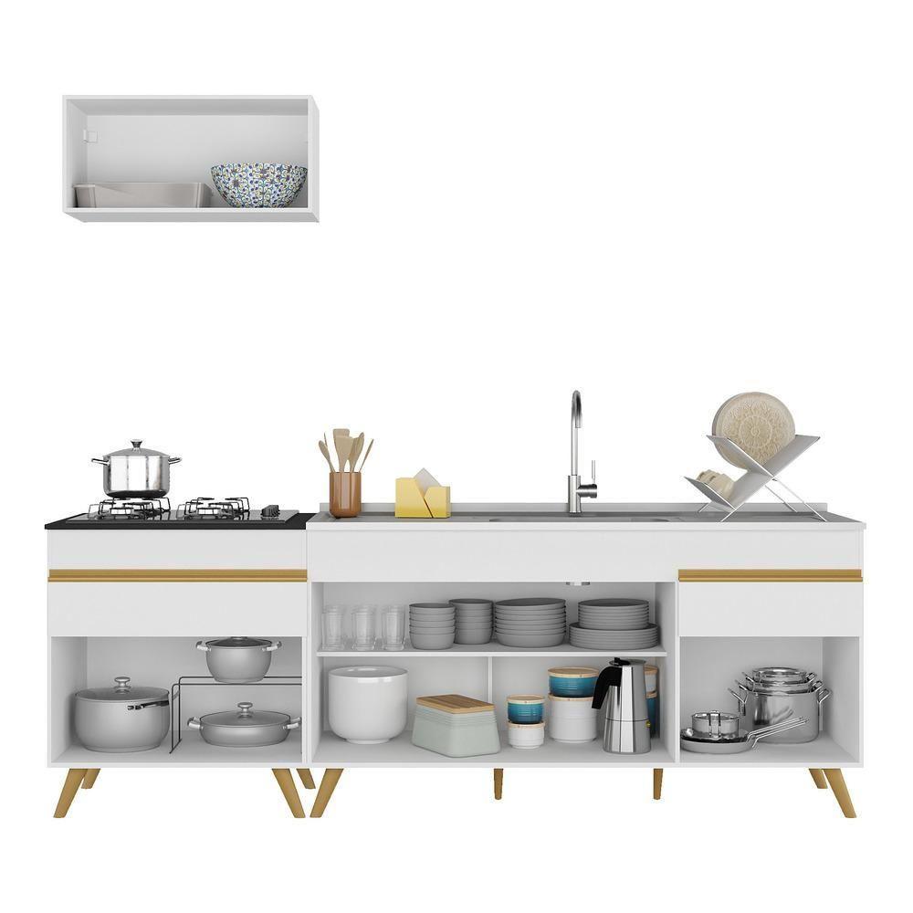 Cozinha Compacta Veneza Gw Mp2074 Com Armário E Balcão Branca - 3