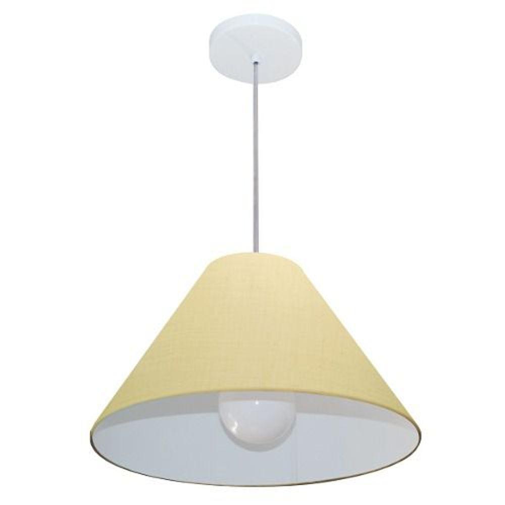 Lustre Pendente Cone Vivare Md-4078 Cúpula Em Tecido 25/40x15cm - Bivolt Algodão-crú 127/220v - 1