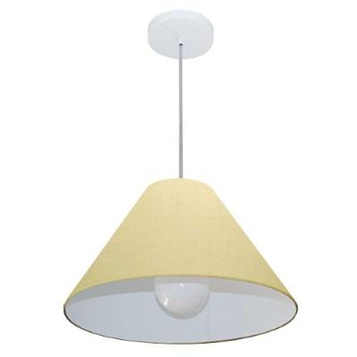 Lustre Pendente Cone Vivare Md-4078 Cúpula Em Tecido 25/40x15cm - Bivolt Algodão-crú 127/220v