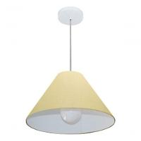 Lustre Pendente Cone Vivare Md-4078 Cúpula Em Tecido 25/40x15cm - Bivolt Algodão-crú 127/220v