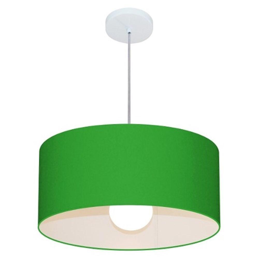 Lustre Pendente Cilíndrico Md-4052 Cúpula Em Tecido 50x21cm Verde Folha - Bivolt - 1
