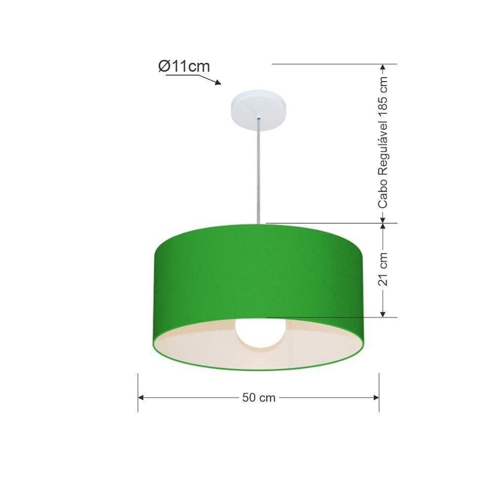 Lustre Pendente Cilíndrico Md-4052 Cúpula Em Tecido 50x21cm Verde Folha - Bivolt - 2