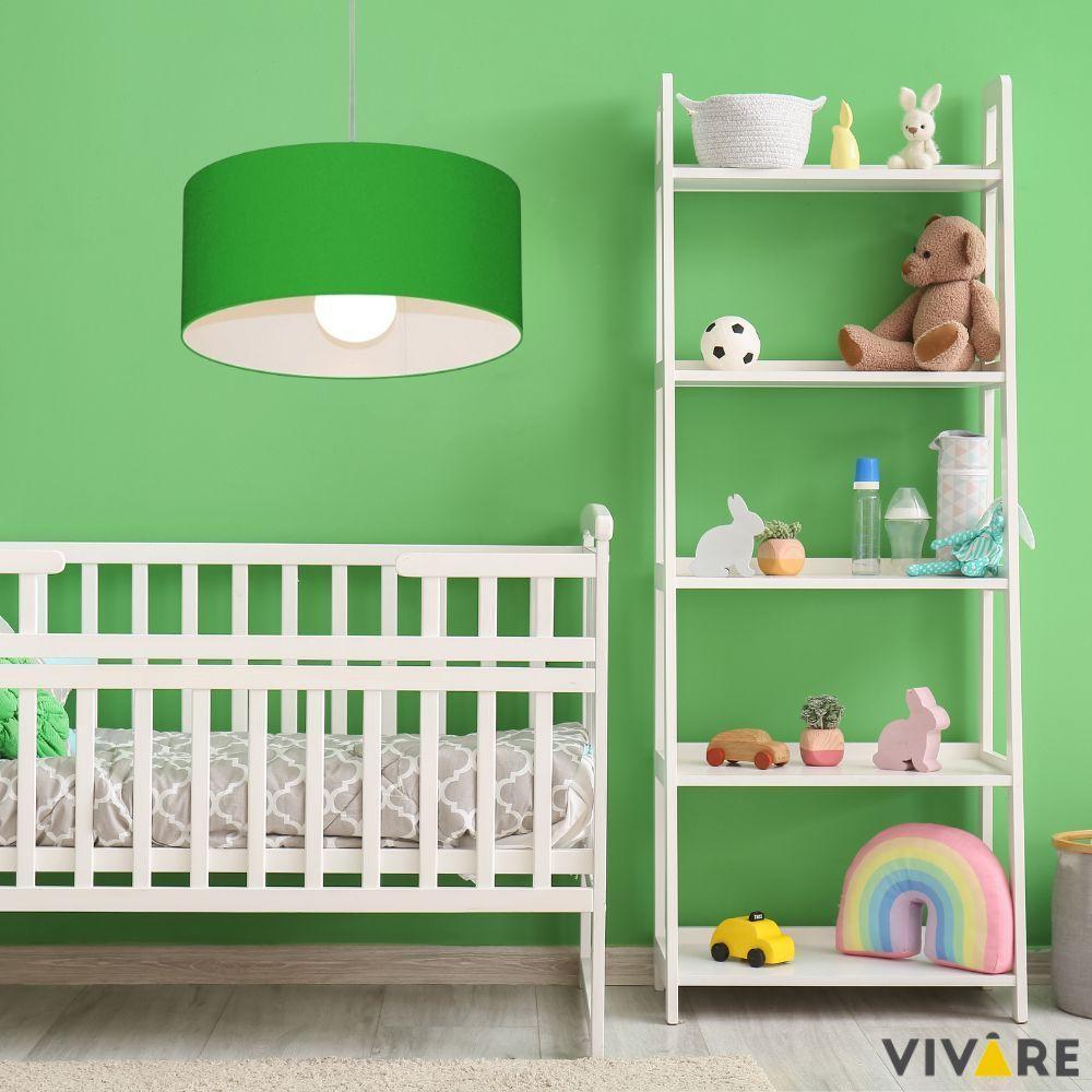 Lustre Pendente Cilíndrico Md-4052 Cúpula Em Tecido 50x21cm Verde Folha - Bivolt - 3