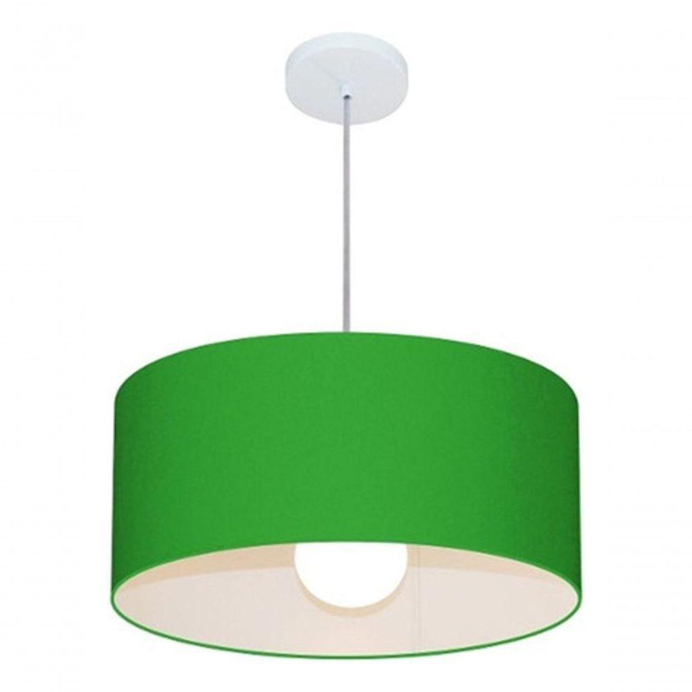 Lustre Pendente Cilíndrico Md-4052 Cúpula Em Tecido 50x21cm Verde Folha - Bivolt - 4
