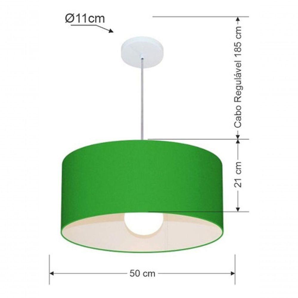 Lustre Pendente Cilíndrico Md-4052 Cúpula Em Tecido 50x21cm Verde Folha - Bivolt - 5