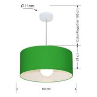 Lustre Pendente Cilíndrico Md-4052 Cúpula Em Tecido 50x21cm Verde Folha - Bivolt - 5