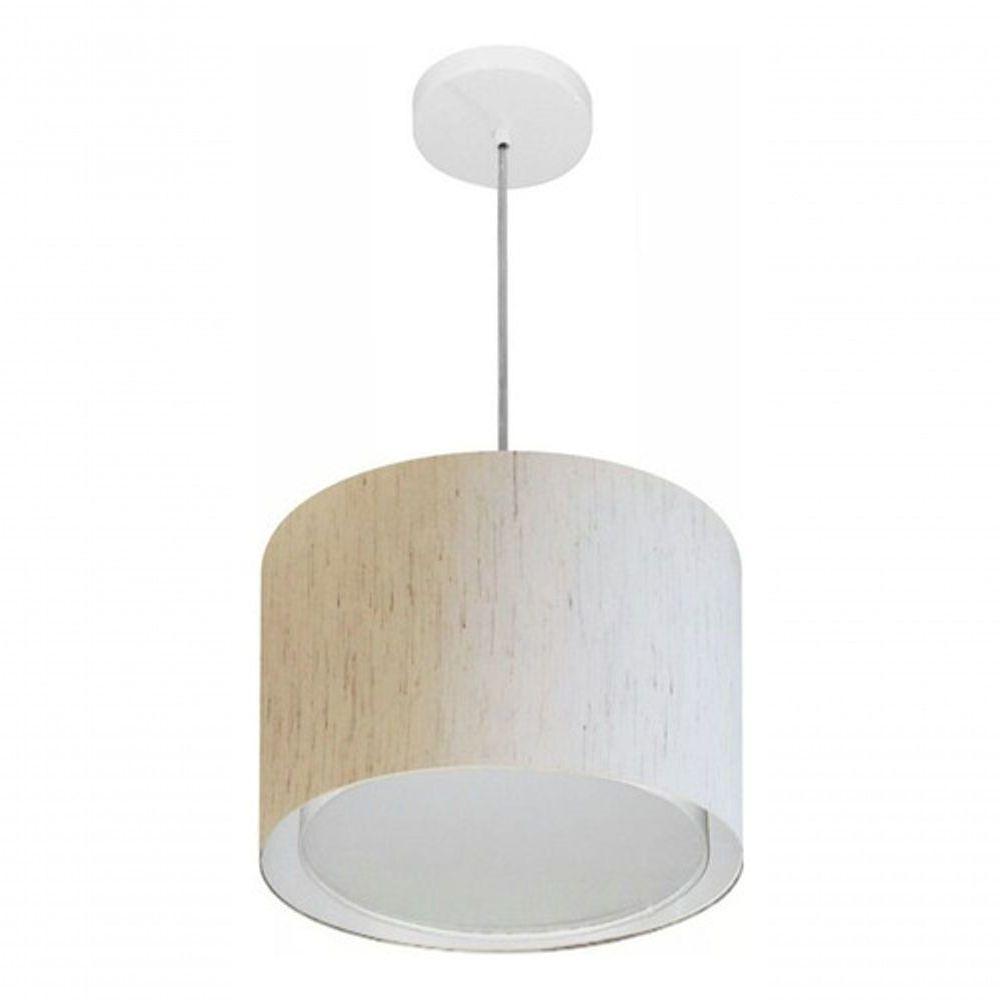 Lustre Pendente Cilíndrico Duplo Vivare Md-4285 Cúpula Em Tecido 35x30cm - Bivolt Linho Bege 127/220v - 3