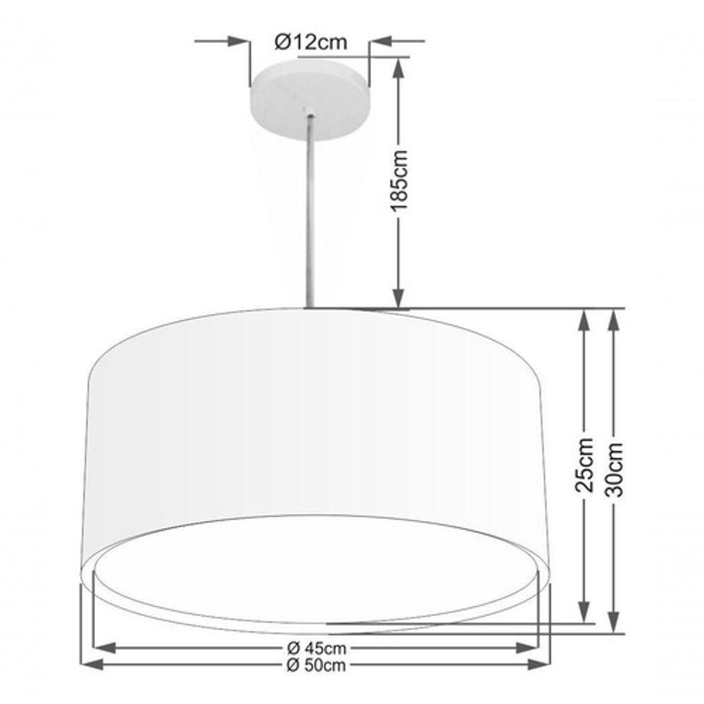 Lustre Pendente Cilíndrico Duplo Vivare Md-4288 Cúpula Em Tecido 50x30cm - Bivolt Palha 127/220v - 4