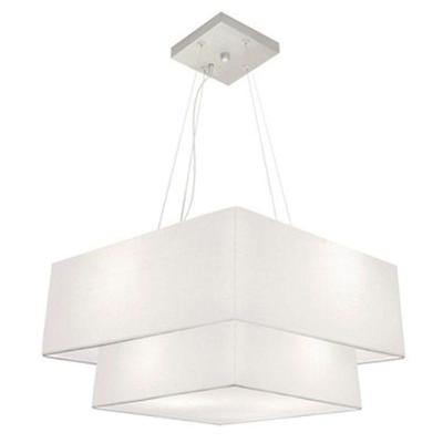 Lustre Pendente Duplo Quadrado Vivare Md-4083 Cúpula Em Tecido 70x50cm - Bivolt Branco 127/220v