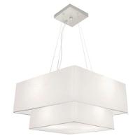Lustre Pendente Duplo Quadrado Vivare Md-4083 Cúpula Em Tecido 70x50cm - Bivolt Branco 127/220v - 1