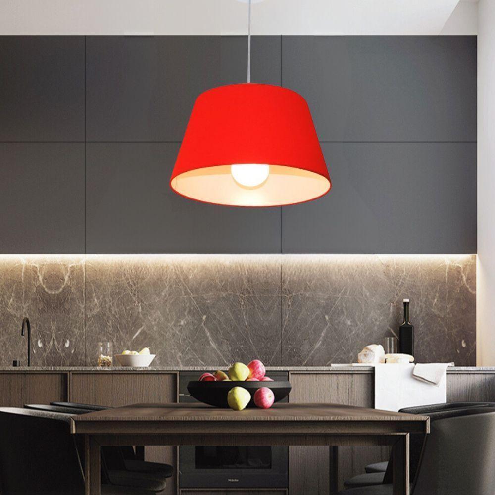 Lustre Pendente Cone Vivare Md-4039 Cúpula Em Tecido 21/40x30cm - Bivolt Vermelho 127/220v - 3