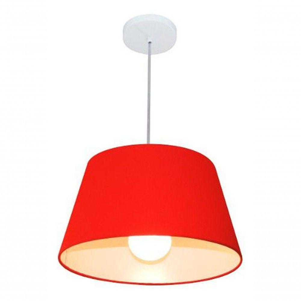 Lustre Pendente Cone Vivare Md-4039 Cúpula Em Tecido 21/40x30cm - Bivolt Vermelho 127/220v - 4