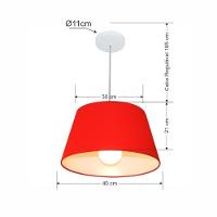 Lustre Pendente Cone Vivare Md-4039 Cúpula Em Tecido 21/40x30cm - Bivolt Vermelho 127/220v - 2