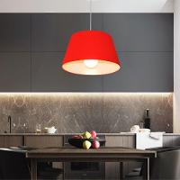 Lustre Pendente Cone Vivare Md-4039 Cúpula Em Tecido 21/40x30cm - Bivolt Vermelho 127/220v - 3