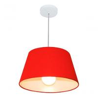 Lustre Pendente Cone Vivare Md-4039 Cúpula Em Tecido 21/40x30cm - Bivolt Vermelho 127/220v