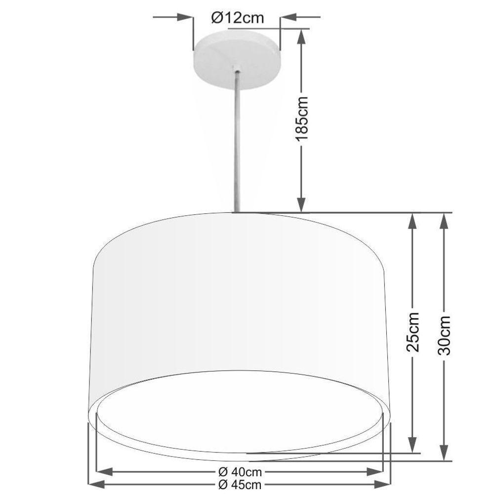 Lustre Pendente Cilíndrico Duplo Vivare Md-4287 Cúpula Em Tecido 45x30cm - Bivolt Palha 127/220v - 2