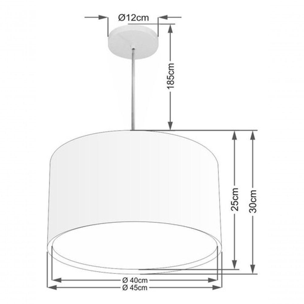 Lustre Pendente Cilíndrico Duplo Vivare Md-4287 Cúpula Em Tecido 45x30cm - Bivolt Palha 127/220v - 4
