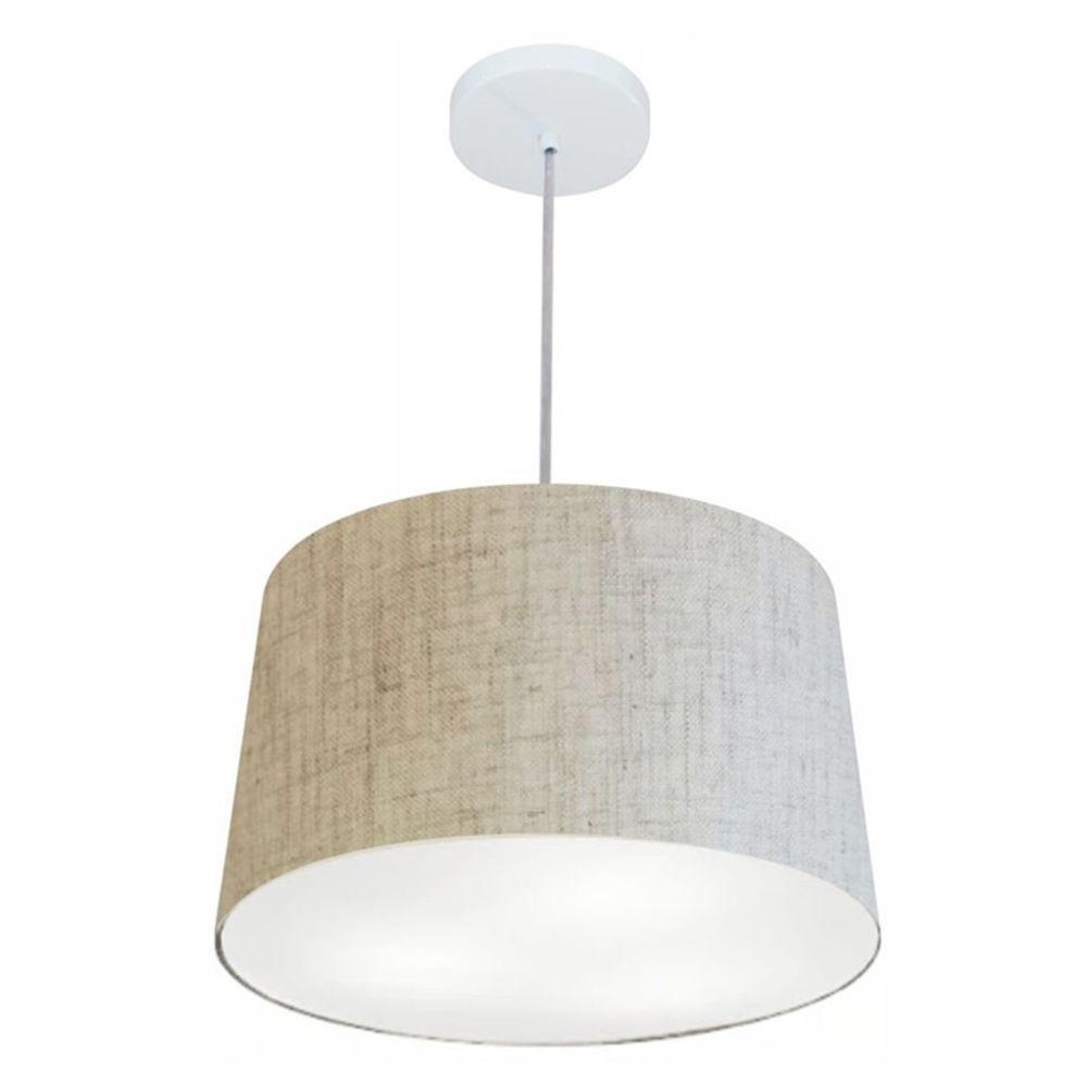 Lustre Pendente Cone Md-4156 Cúpula Em Tecido 30/45x40cm Rustico Bege - Bivolt - 1