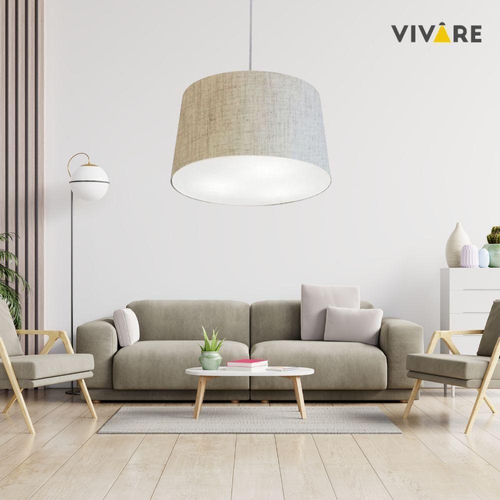 Lustre Pendente Cone Md-4156 Cúpula Em Tecido 30/45x40cm Rustico Bege - Bivolt - 3