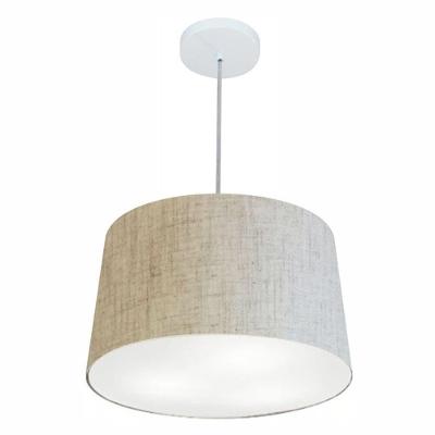 Lustre Pendente Cone Md-4156 Cúpula Em Tecido 30/45x40cm Rustico Bege - Bivolt
