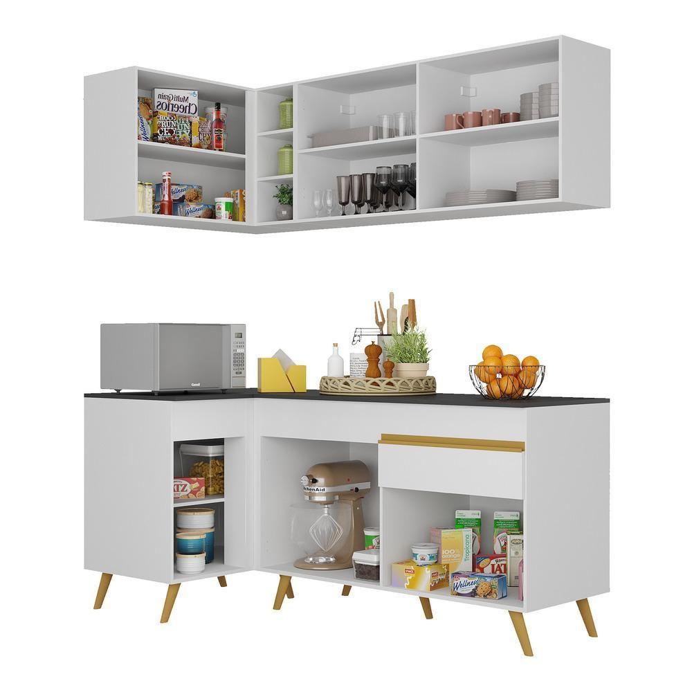 Cozinha Compacta De Canto Veneza Gw Mp2057 Com Armário E Balcão Branca - 4
