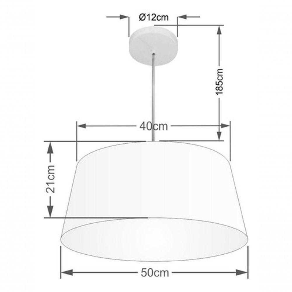 Lustre Pendente Cone Vivare Md-4050 Cúpula Em Tecido 21/50x40cm - Bivolt Linho Bege 127/220v - 4