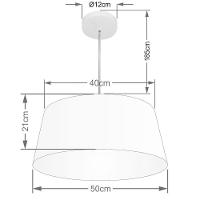 Lustre Pendente Cone Vivare Md-4050 Cúpula Em Tecido 21/50x40cm - Bivolt Linho Bege 127/220v - 2