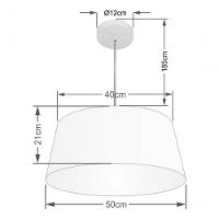 Lustre Pendente Cone Vivare Md-4050 Cúpula Em Tecido 21/50x40cm - Bivolt Linho Bege 127/220v - 4