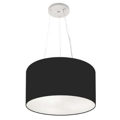 Lustre Pendente Cilíndrico Md-4009 Cúpula Em Tecido 40x21cm Preto - Bivolt