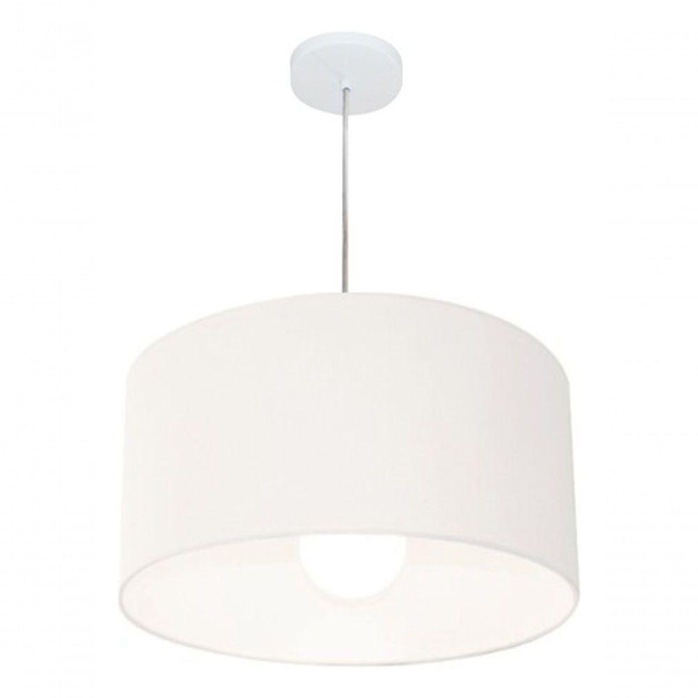 Lustre Pendente Cilíndrico Vivare Md-4205 Cúpula Em Tecido 45x30cm - Bivolt Branco 127/220v - 3