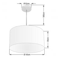 Lustre Pendente Cilíndrico Vivare Md-4205 Cúpula Em Tecido 45x30cm - Bivolt Branco 127/220v - 4