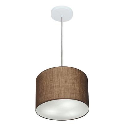 Lustre Pendente Cilíndrico Vivare Md-4209 Cúpula Em Tecido 25x25cm - Bivolt Café 127/220v
